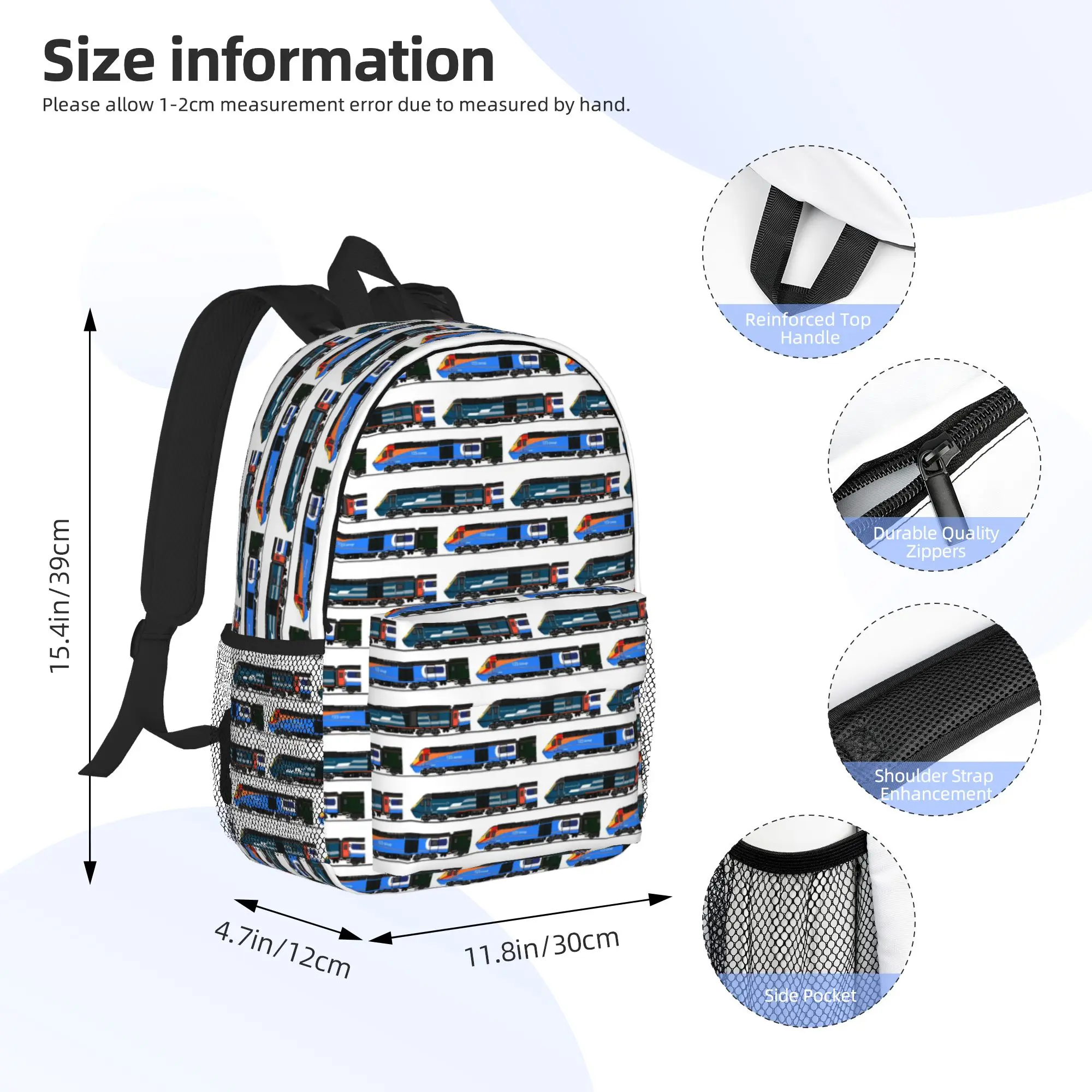 Class 43 HST Intercity 125 Trains Backpack Hot Sale Daypack Boys Girls BookBag Shoulder Bags for Men Women School Bag