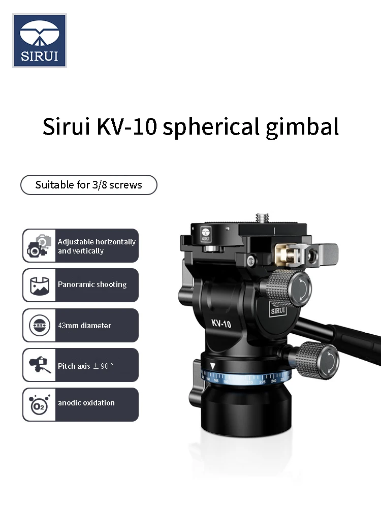 Sirui KV-10 professional pan tilt anodizing process horizontal panoramic horizontal and vertical switching