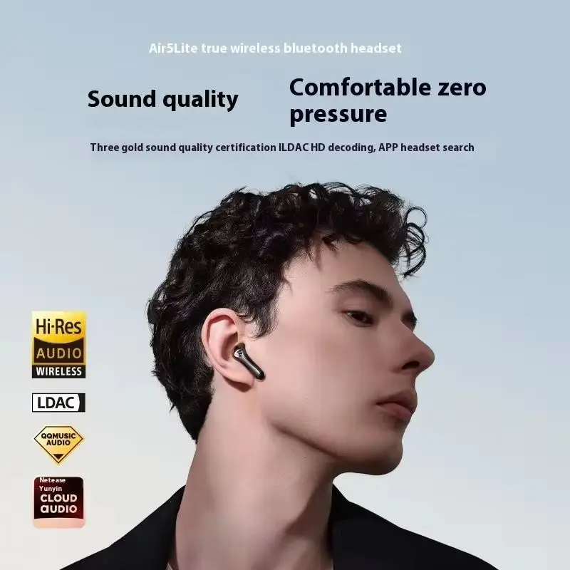 Soundpeats Air5 Lite سماعة بلوتوث للحد من الضوضاء نصف داخل الأذن نمط ملف ديناميكي سماعة الموسيقى مع ميكروفون مخصص