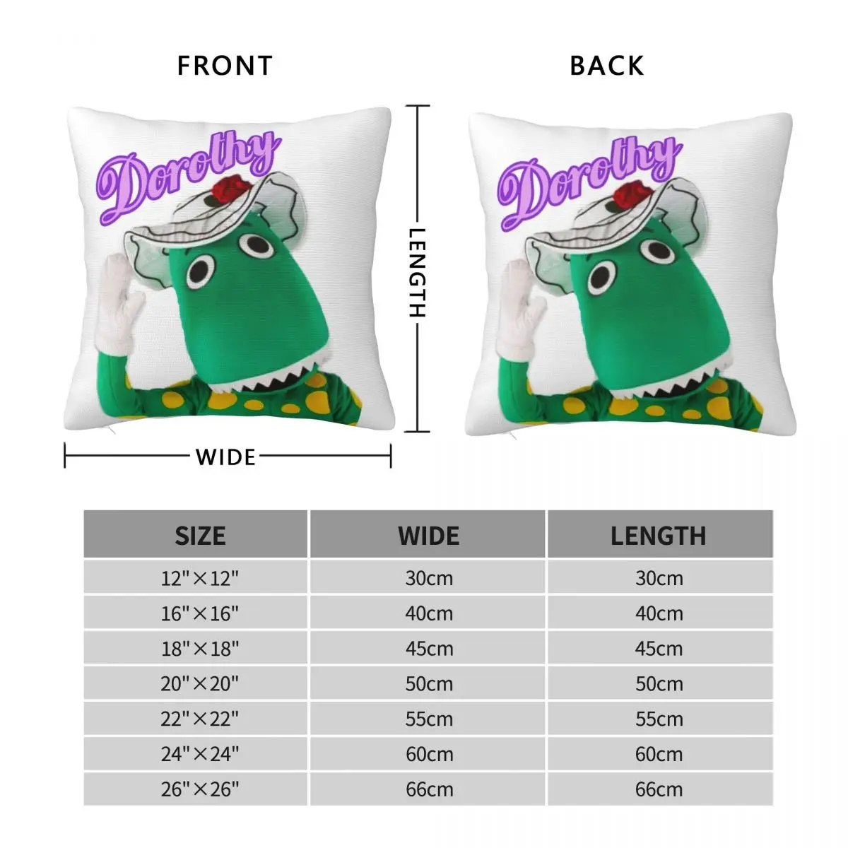 The Wiggles Dorothy The Dinosaur Pillowcase Polyester Linen Velvet Printed Zip Decor Bed Cushion Cover