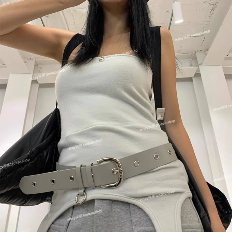 Korean Retro Solid Color All Match Camisole Women 2025 Summer New Off-shoulder Sexy Slim Irregular Crop Tops