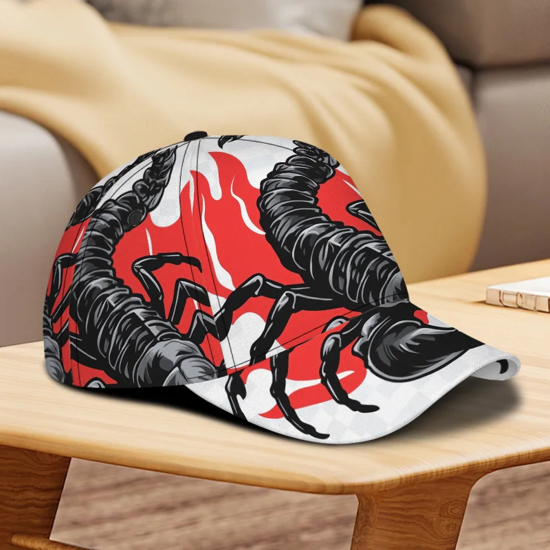 Scorpion with Flames Print Classic Baseball Cap Adjustable Structure Unisex Simple Chic Perfect for Daily Life Shopping Strolls