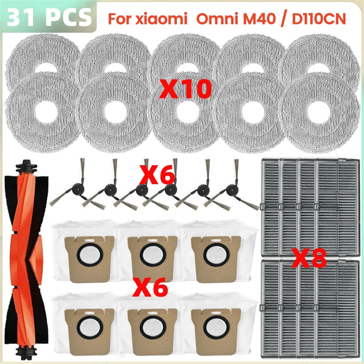 FZFZ Omni M40 / D110CN 진공 부품 메인 롤러 사이드 브러시 Hepa 필터 걸레 천 먼지 봉투 액세서리