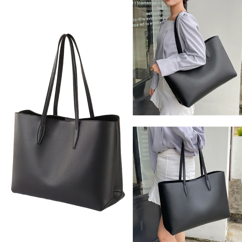 Shopping Shoulder Bag Large Capacity Tote Bags Women Girl PU Bag Lady Purse Fashion Casual Solid Color Shopper Handbag