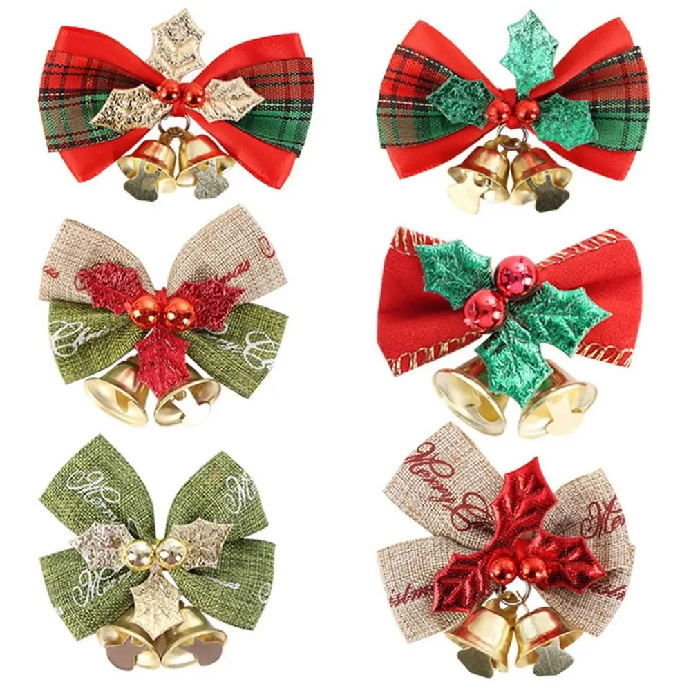 Mini Christmas Bow Bell Hanging Decor Reusable Bowknot Ornament Present Bow Wear-resistant durable Christmas Decorations Home