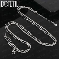 DOTEFFIL Charm Double Chain Necklaces 925 Sterling Silver For Women Cute Party Wedding Engagement Jewelry Holiday Gifts