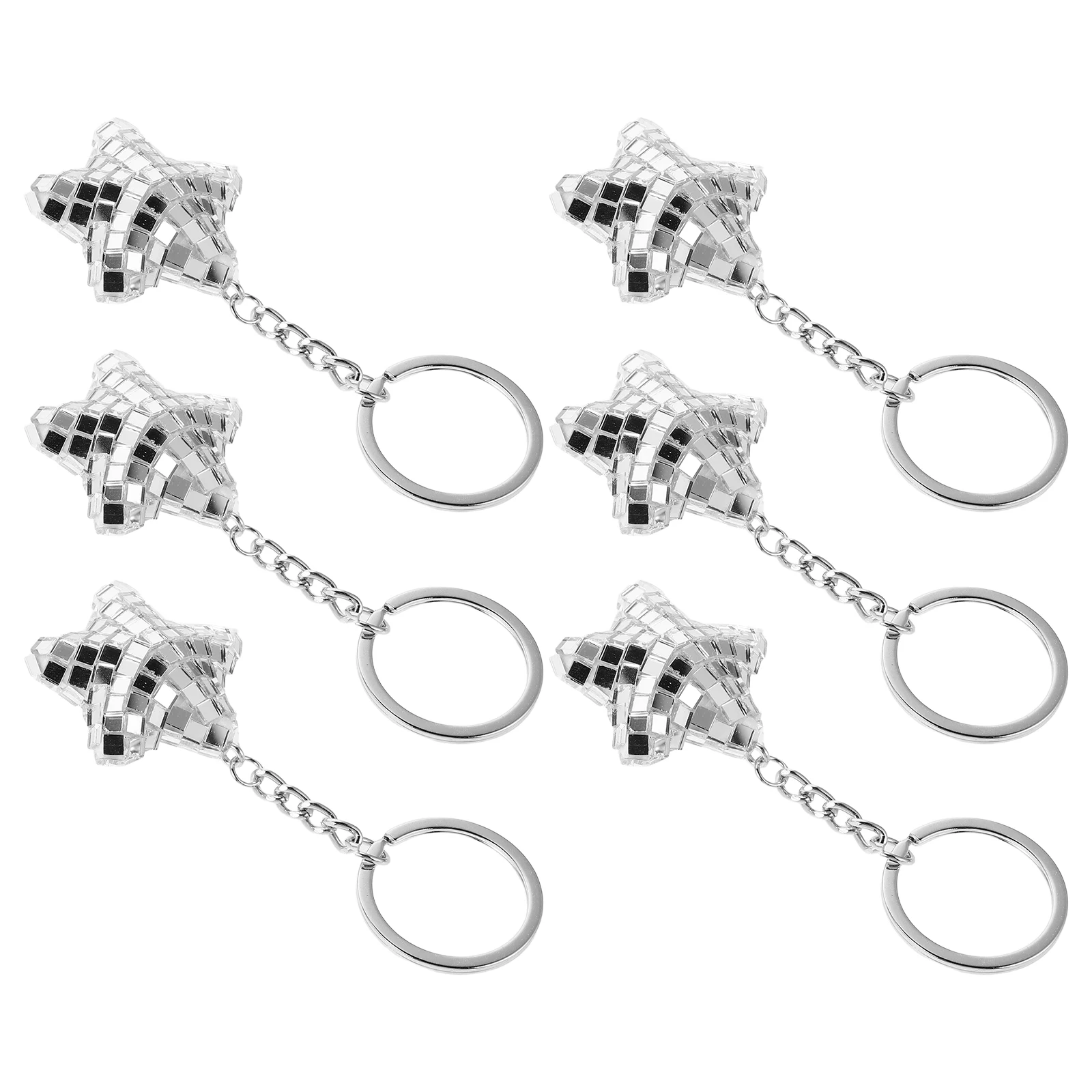 

6pcs Disco Keychain Glass Star Key Holder Reflective Pendant Mirror Ball Charm Bag Hanging Decoration Car Rearview Mirror