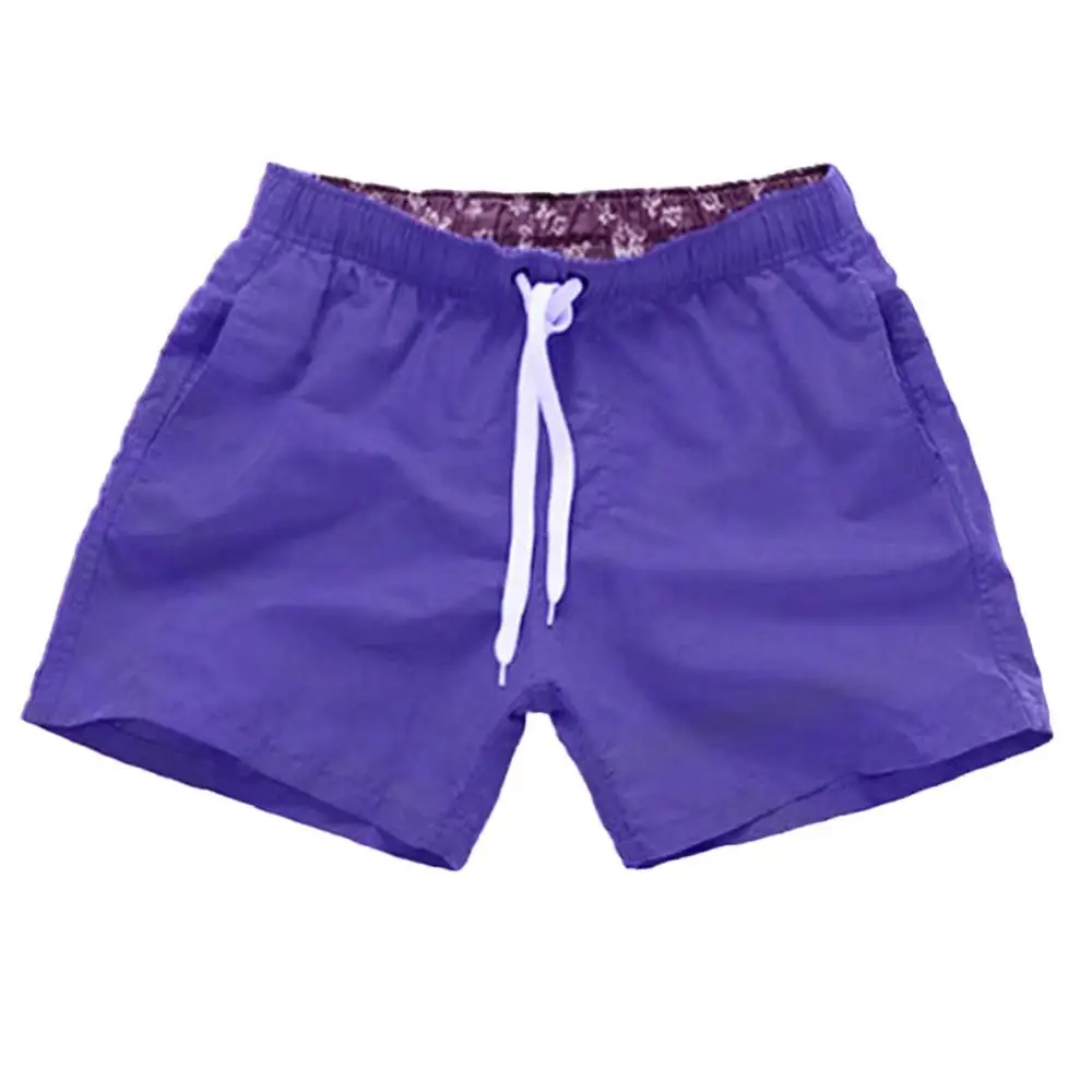 Men Swimwear Casual Solid Color Summer Beach Shorts Pants Men Drawstring Swimming Trunks ropa hombre шорты мужские