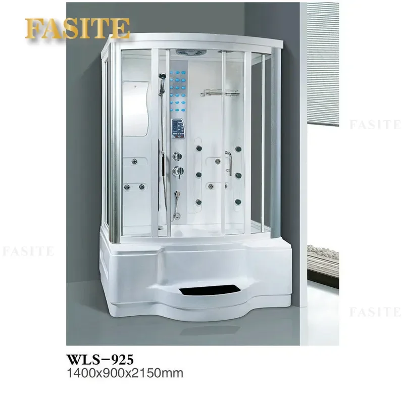 For Single Double Massage Integral Steam Room With Foot Pedal Waterproof Base Rectangular Tempered Glass Door Shower Cabin