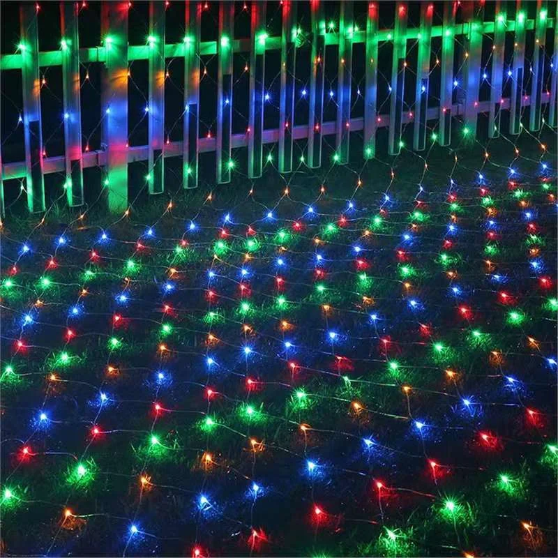 1.5X1.5M 2x3M 4x6M Outdoor Solar LED Lights Waterproof Net Mesh String Lights for Christmas Tree Garland Fairy Garden Decoration