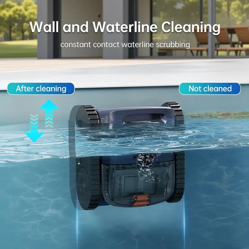 Cordless Pool Vacuum for Inground Pools: Robotic Pool Cleaner with Floor/Wall Climbing/Waterline Cleaning