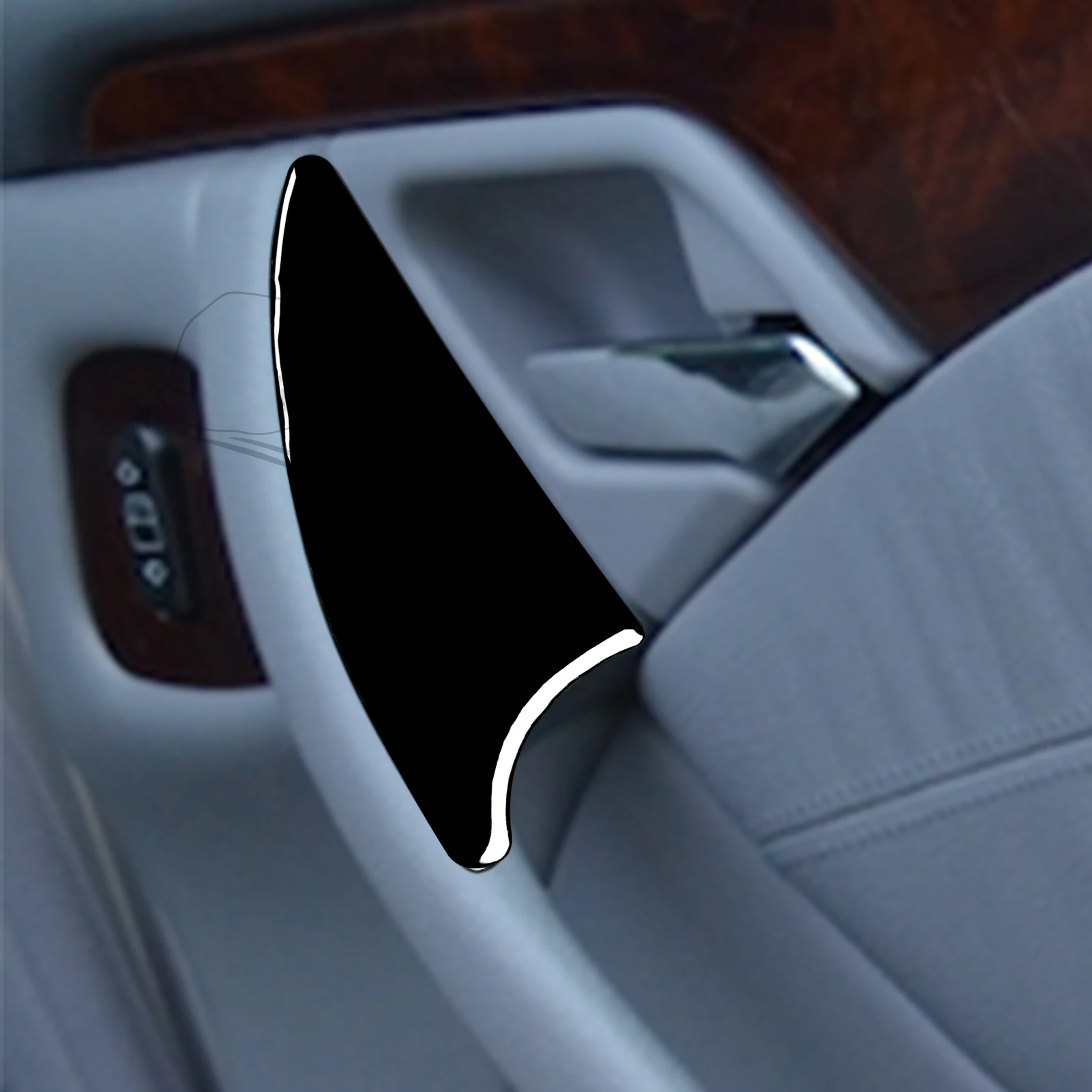FOR Mercedes-Benz E-Class W210 1996-2002 Automotive Interior Accessories Door Corners Triangular Panels Piano Black Stickers