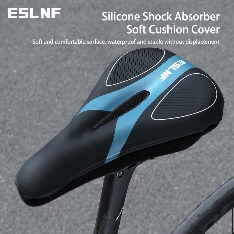 ESLNF Gel Soft Bike Anti-slip Waterproof Saddle Cover Cushion Padded Sport Bicycle Outdoor Shock Absorption Padded Seat Cover