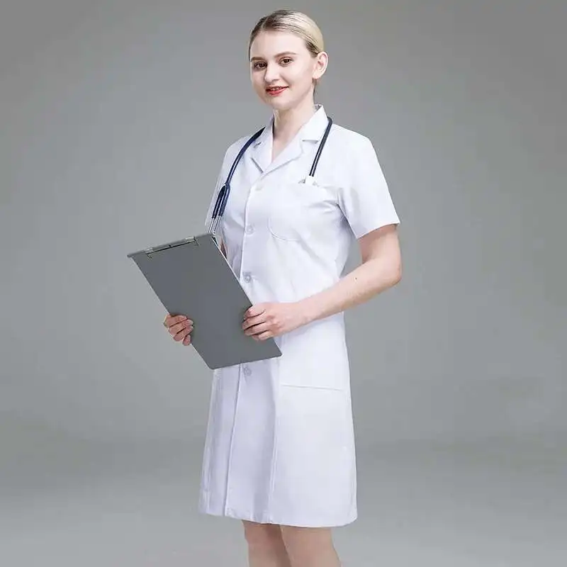 

White Lab Coat, Long Sleeved, Dental Laboratory, Phary Doctor's Uniform, Women's Short Sleeved Jacket, Nurse's Uniform