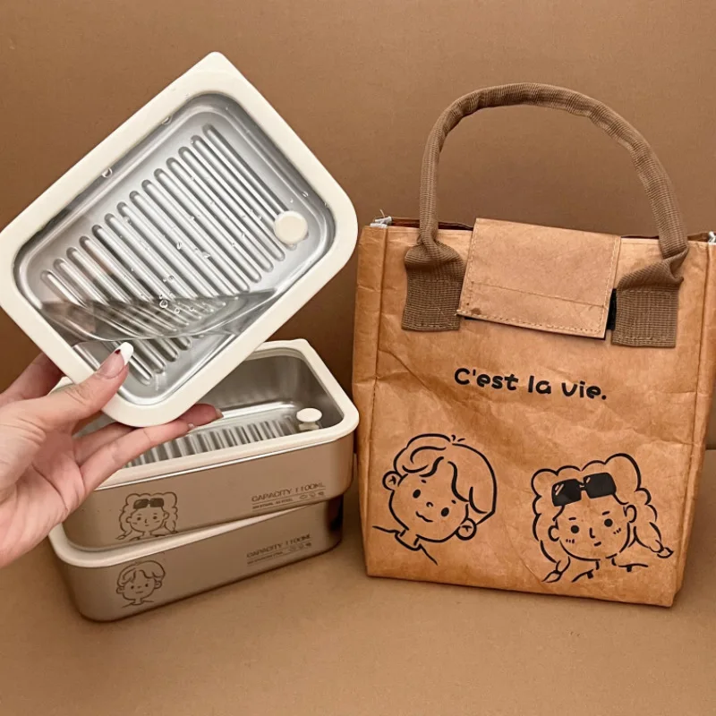 

304 Stainless Steel Fresh-keeping Box Can Be Used in Microwave Oven Lunch Box Sealed Box Student Bento Box