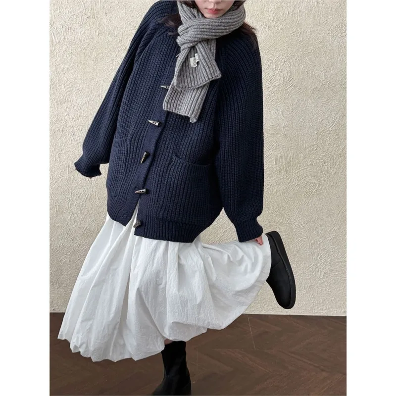 سترة صوفية كلاسيكية متماسكة مكتنزة على الطراز الفرنسي من جوهنيتشر للنساء للخريف والشتاء مع زر تبديل سترات غير رسمية متعددة الاستخدامات #3