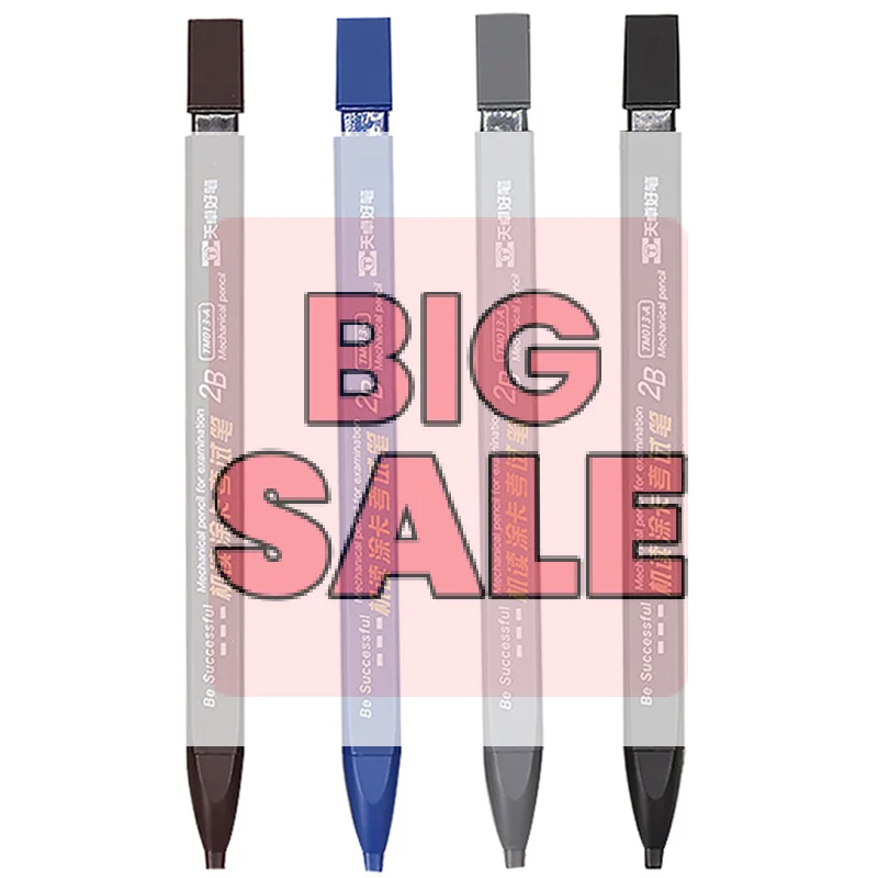 1pc Thick Flat Head Mechanical Pencil Drawing 2B with Refills Pencil Office Supplies Writing Automatic Office School Supplies