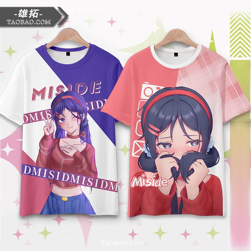 MiSide  Japanese Anime T Shirt Summer Oversized Men T-Shirt Fashion Casual Women Crew Neck Short Sleeve Tees