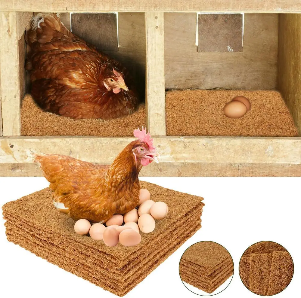 

10PCS Nesting Pads for Chicken Coop, 25x25cm Washable Nesting Box Pads, Reusable Hens Nest Bedding Mats, Natural Bird Nest Liner