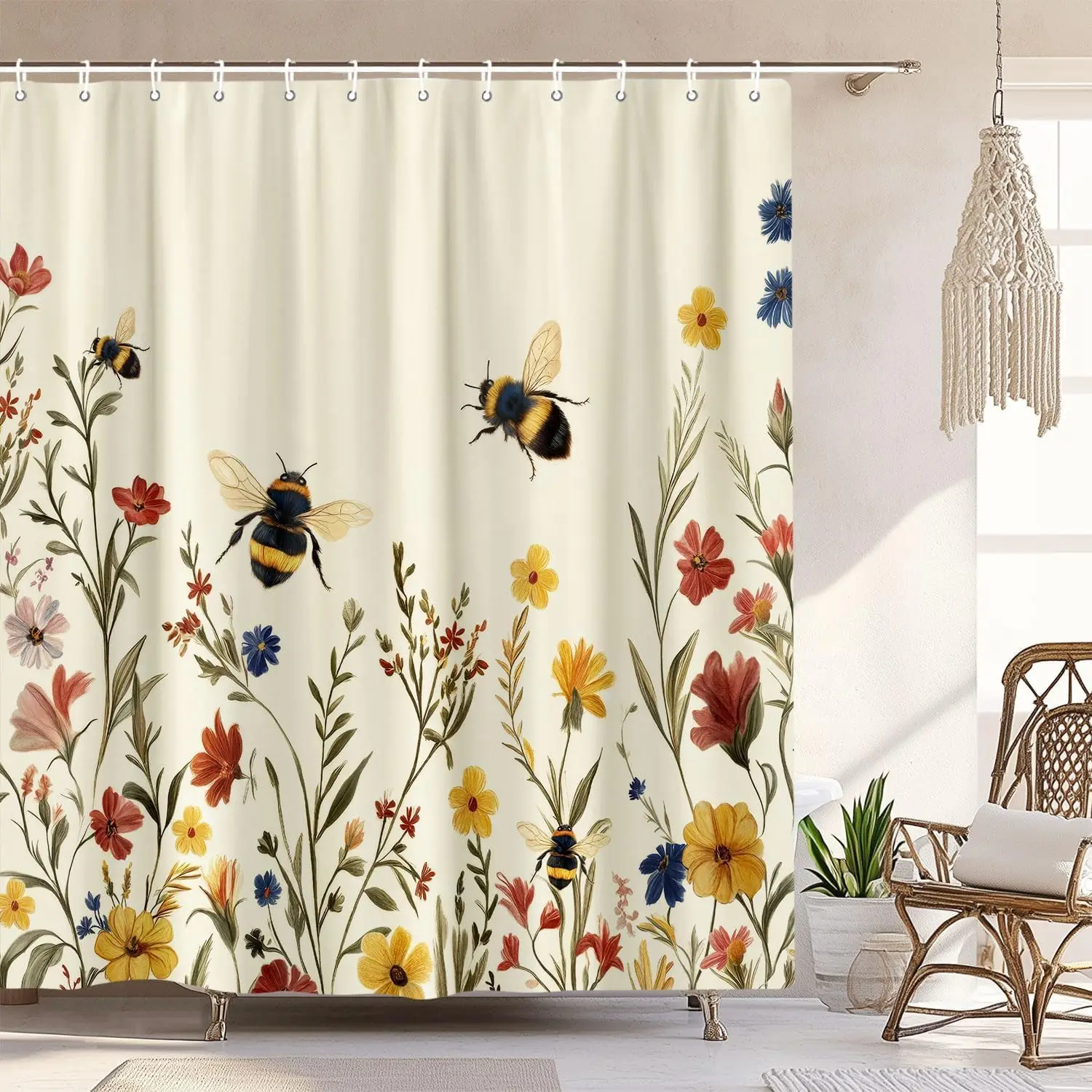 Sunflower Garden Shower Curtain Colorful Floral Field Bathroom Decor Vibrant Nature Bath Curtain for Home Decoration