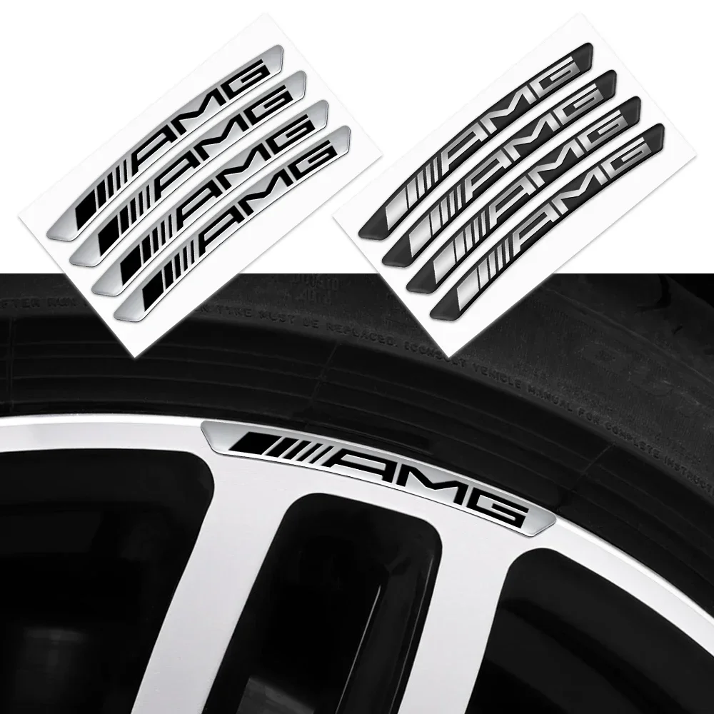 4Pcs Car Styling Wheel Rim Aluminum Logo Sticker For Mercedes benz A B C G Class AMG GLK GLA GLB W213 W251 W177 Wheel Hub Decals