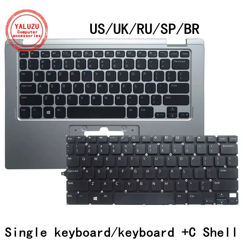 

US/UK/RU/SP/BR NEW Laptop Palmrest Upper Case With Keyboard For Dell Inspiron 11 3000 3147 3148 3152 3153 3157 3158 7130 P20T