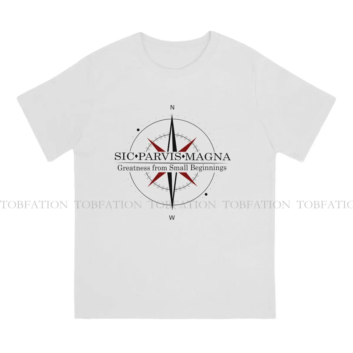 Sic Parvis Magna  4 With Red Compass Newest TShirts Uncharted Male Graphic Fabric Streetwear T Shirt