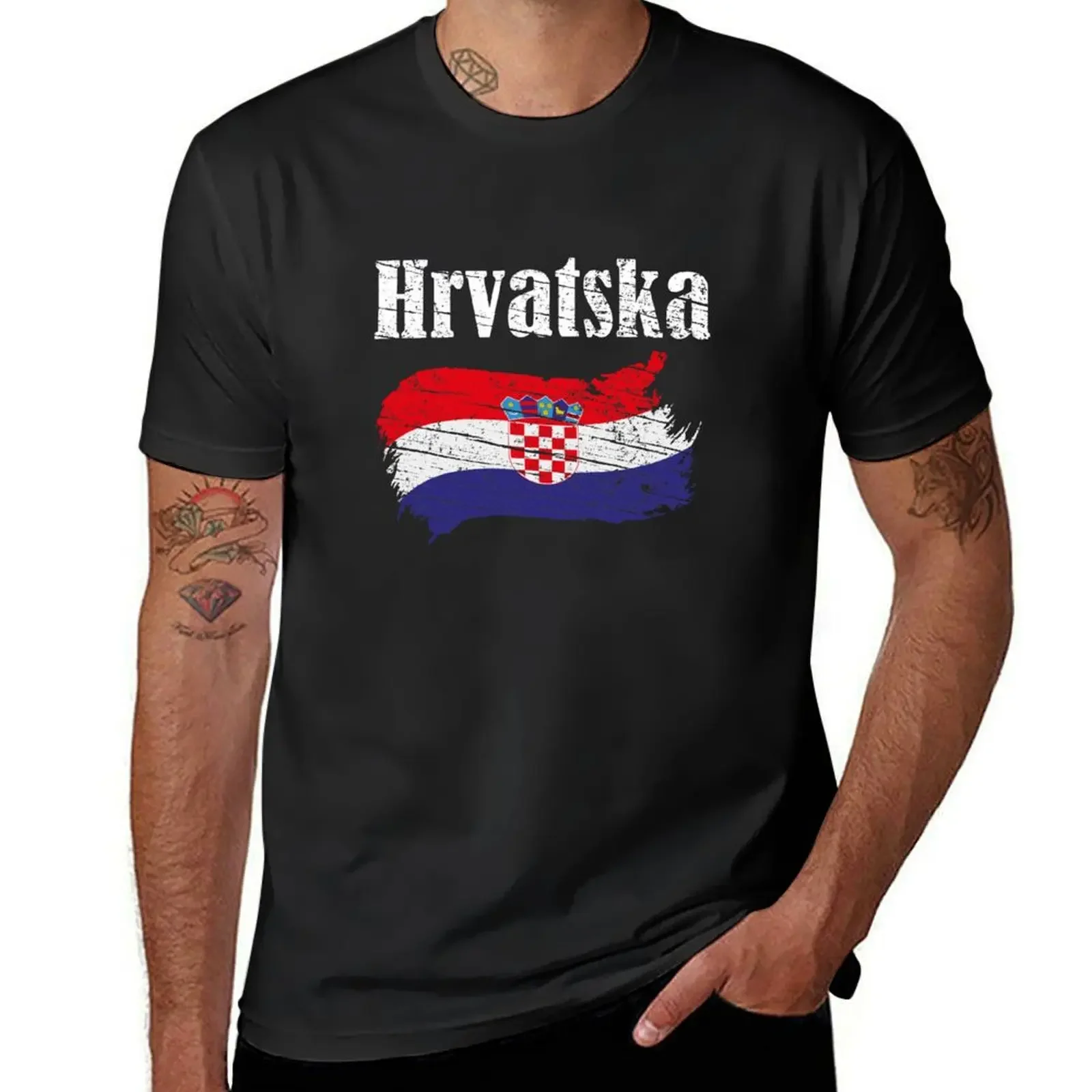 Hrvatska Kroatische Vlag Vintage Grafisch-Kroatische Liefhebbers Toeristen Souvenir Cool Nationaal Cadeau-T-Shirt