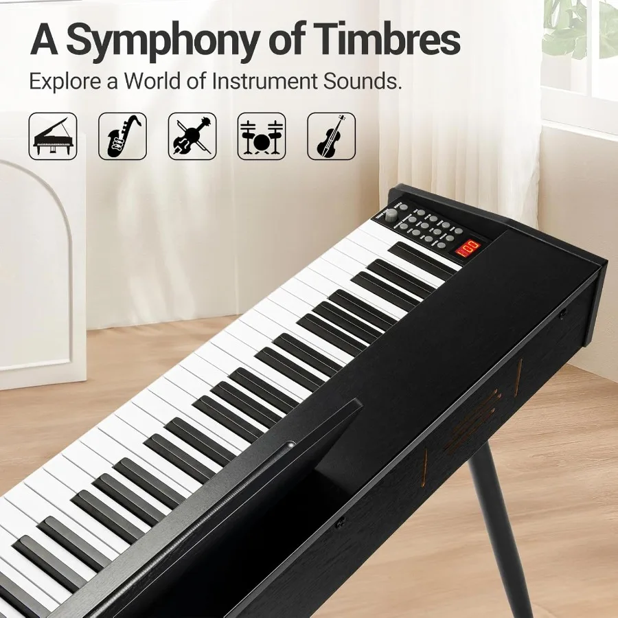 MOSEN 88 مفاتيح بيانو رقمي مرجح مع حامل أثاث وحدة 3 دواسات لوحة مفاتيح أكشن مطرقة للاستوديو المنزلي والأداء Fu