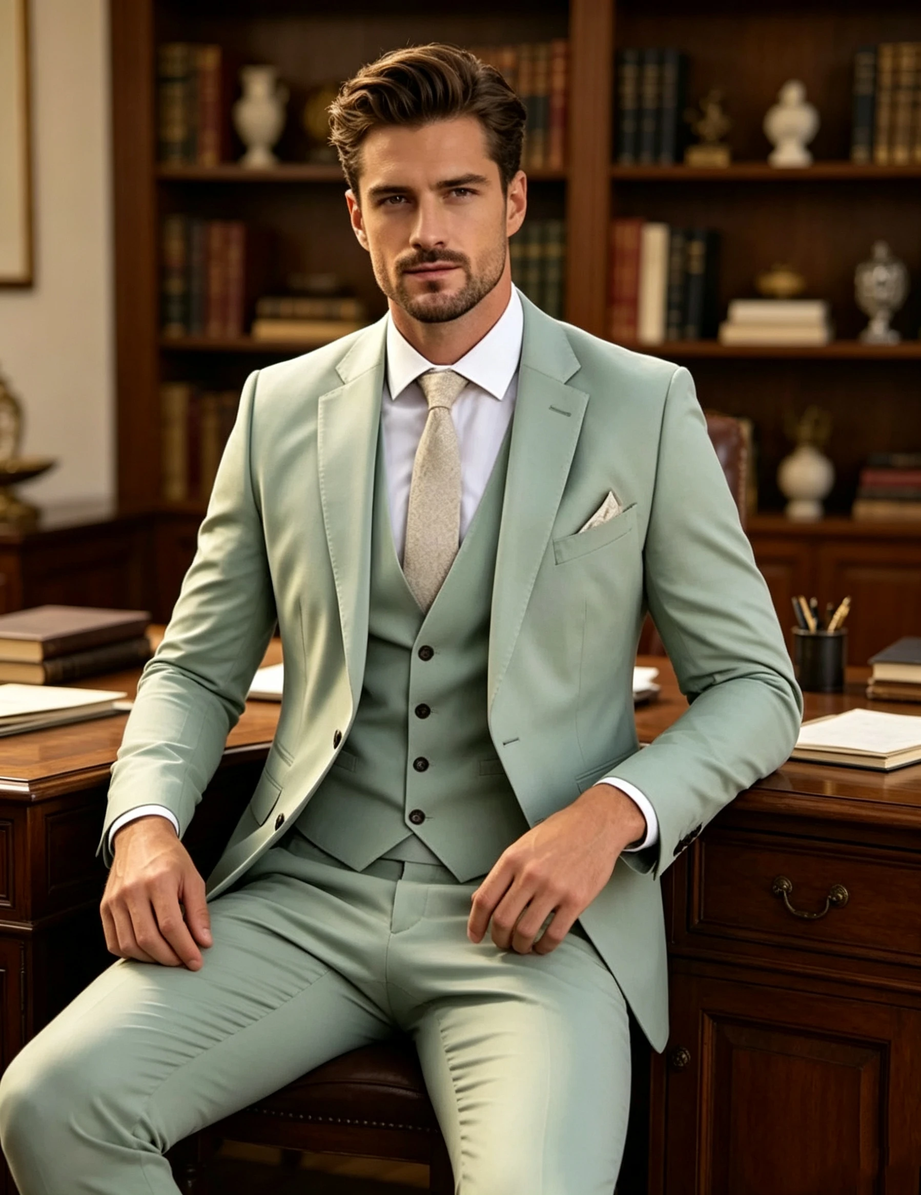 Formal Men Suits Elegant 3 Pieces Blazer Vest Pants Sets Two Buttons Tuxedo Slim Fit Tuxedo Suit for Business Wedding Party