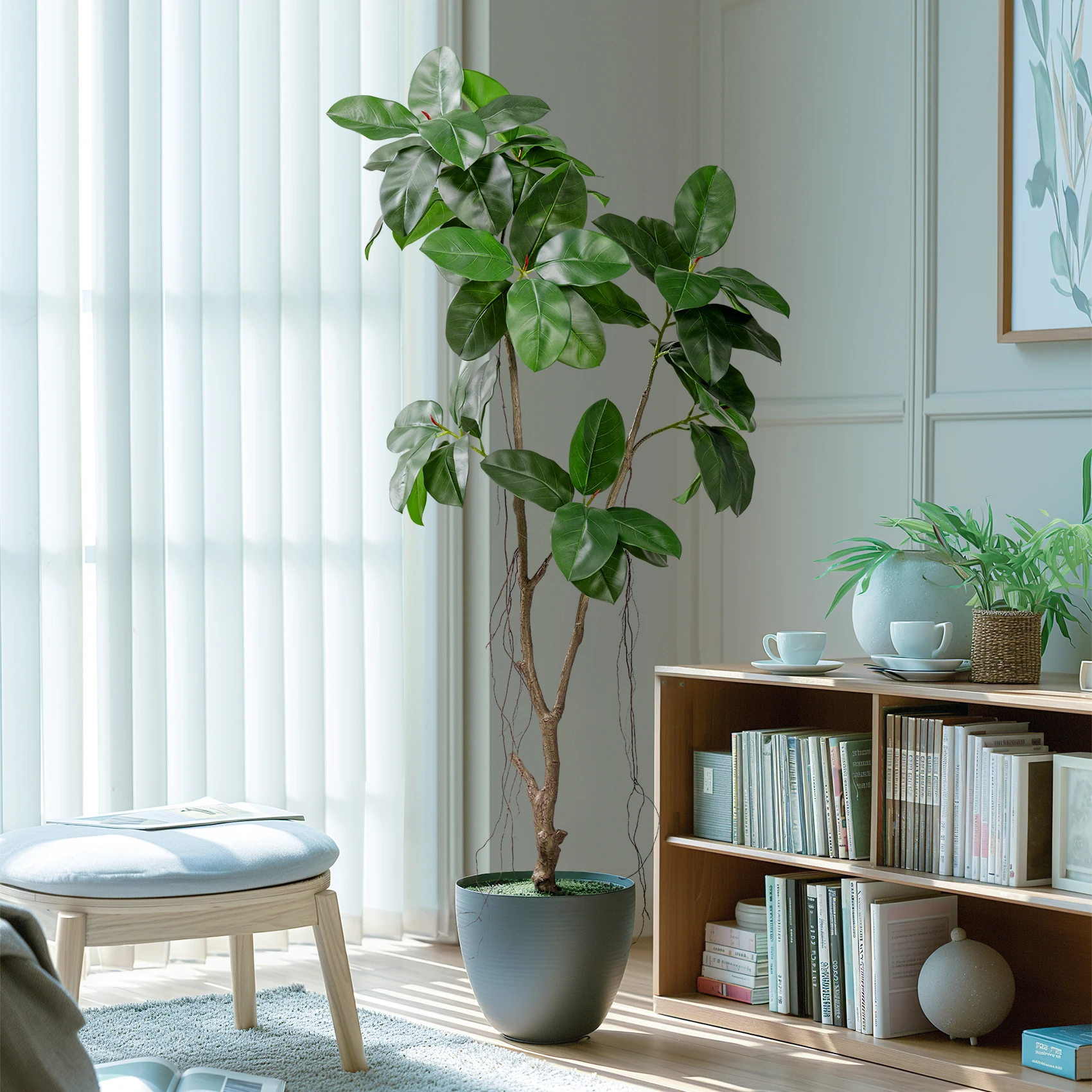 

Высокое качество, большой устойчивый к ультрафиолетовому излучению искусственный Banyan Silk Fig Tree, 5 м, пластиковый цветочный горшок для уличного декора для гостиной на Пасху