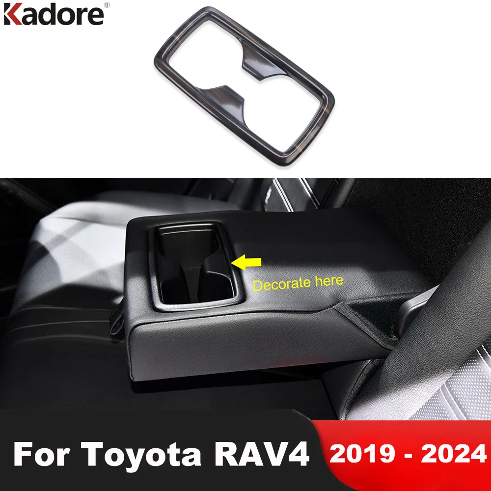 

For Toyota RAV4 RAV 4 2019-2021 2022 2023 2024 Carbon Fiber Car Rear Seat Water Cup Holder Frame Cover Trim Interior Accessories