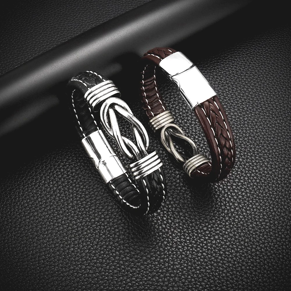 

New Trendy People Creative Explosion Models Simple Ethnic Style Leather Braided Men's Bracelet Fashion Trend Bracelet