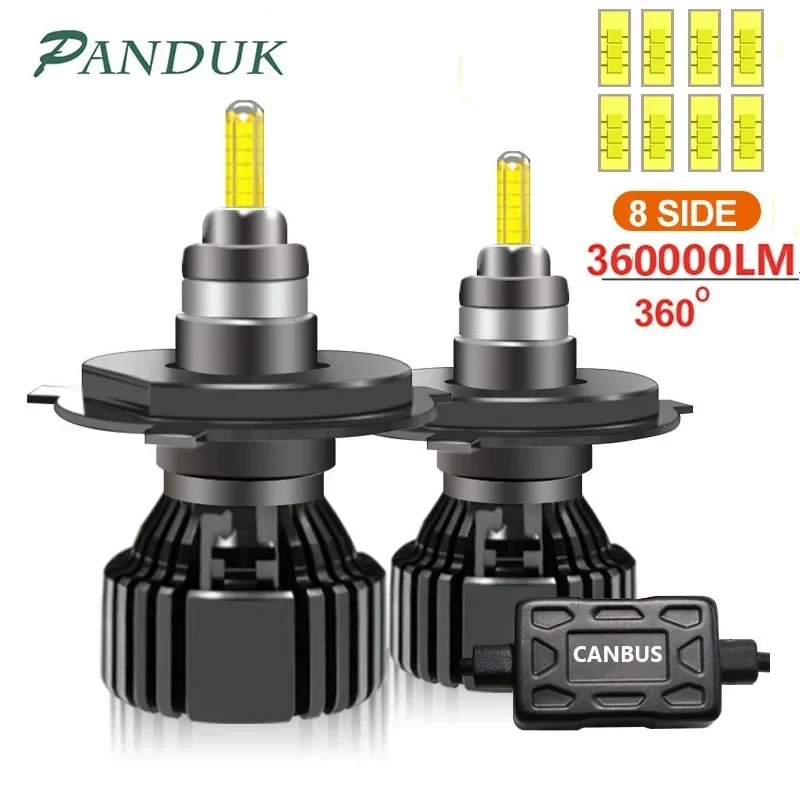 PANDUK H11 Светодиодный 360000LM 620W Canbus 360 H4 9012 HIR2 H7 H1 H3 H8 D1S D2S HB3 9005 HB4 9006 светодиодный, автомобильная фара 6000K, противотуманная фара 12 В