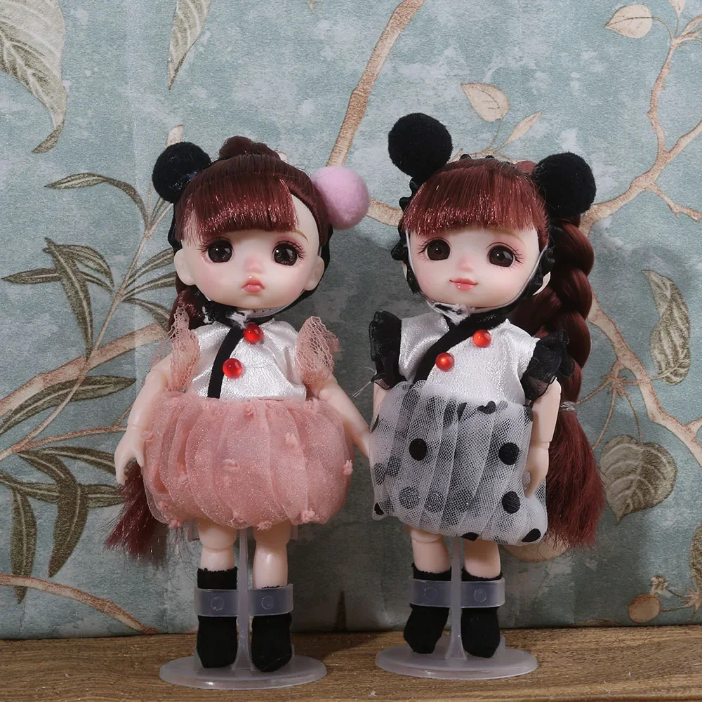 cute face 16cm BJD Doll 13 Jointed Dolls Cute Angry Wink Face Short Hair Doll with Shoes Nude Body for Girls DIY Toys