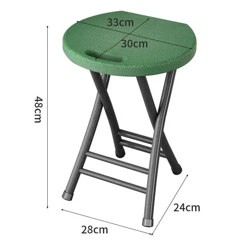 Plastic Portable Folding Round Stool with Carrying Handle Outdoor Footstool Household Leisure Chair Space Saving Furniture Bench