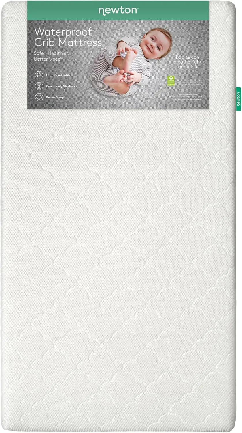 مرتبة سرير الأطفال وسرير الأطفال الصغار من نيوتن - مقاومة للماء - مسامية للغاية ومثبتة لتقليل مخاطر الاختناق، قابلة للغسل بنسبة 100%