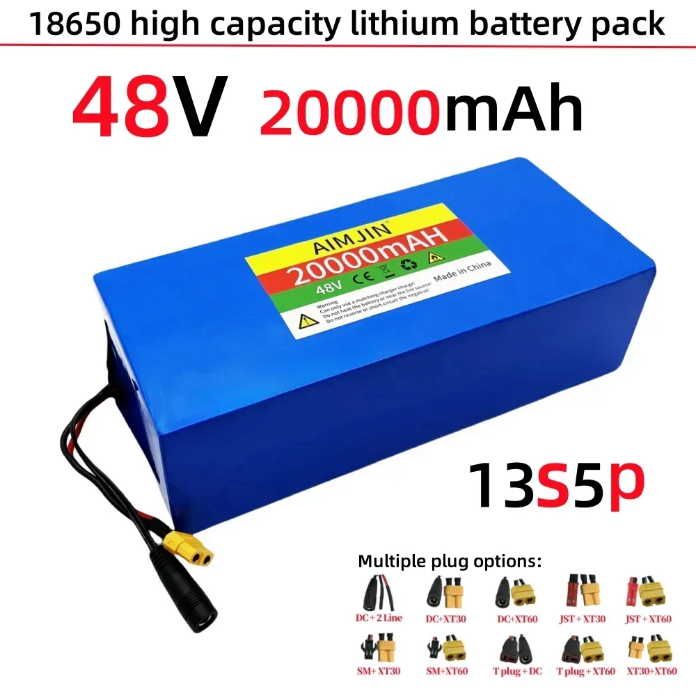 13S5P 48V 20Ah 18650 Lithium Battery Pack Built-in Intelligent BMS For 500-1000W electrical machinery+charger