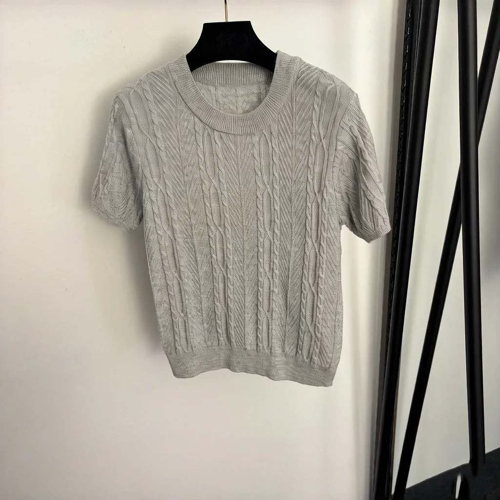 Fashionable Loose Women's Knitted round Neck Top High-End Comfortable Women's Knitwear