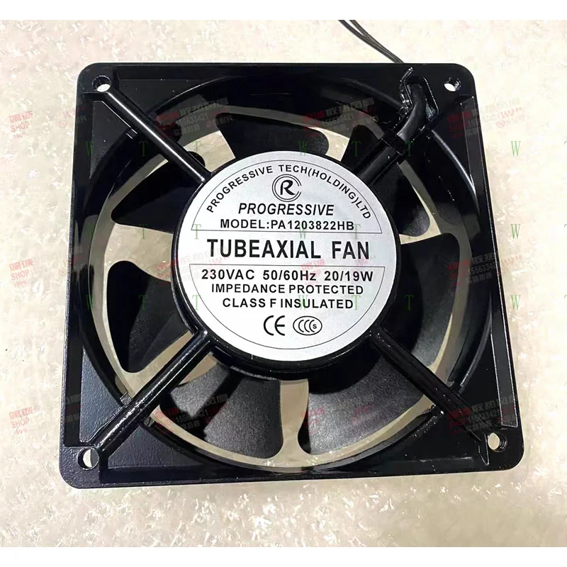 

H 1 PCS for PROGRESSIVE Fan PA1203822HB AC230V 12cm 7 blades 2 wireAluminum frame fan