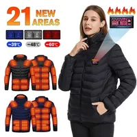 21 Areas Men Heating Jackets USB Hooded Heated Jacket Women Warm Vest Hiking Camping Winter Outdoor Heated Clothing Windproof