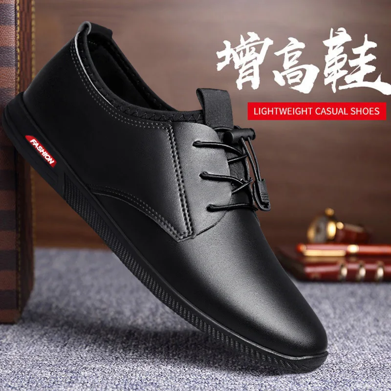 2024Men Casual Shoes Fashion Classic Pu Leather Shoes Black Hot Sale Breathable Business Lace-Up Men Shoes