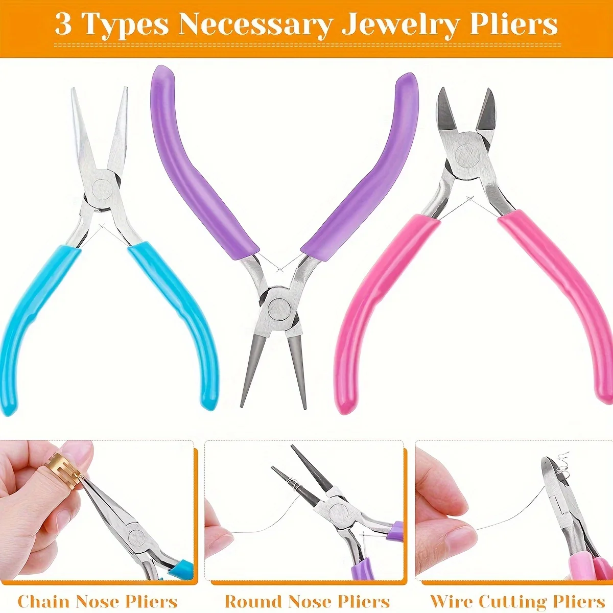 3pcs 3 Colors Handmade Pliers Set Can Be Used For DIY Jewelry Making Repair Tools Practical Convenient