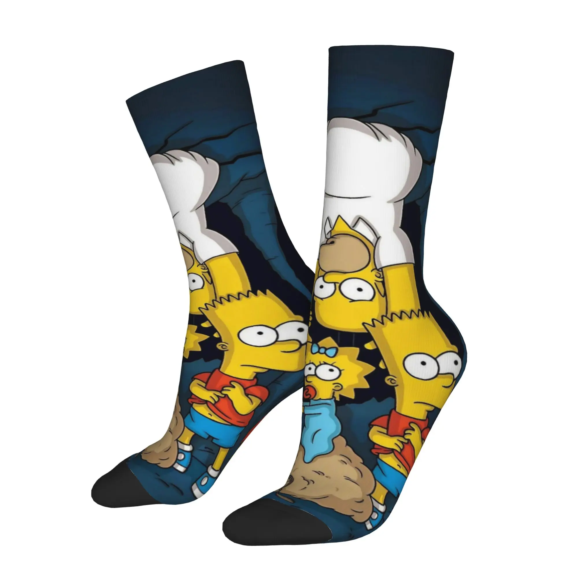 Winter Warm Retro Men's Women's Cartoon S-Simpsons Socks  Breathable Basketball Socks