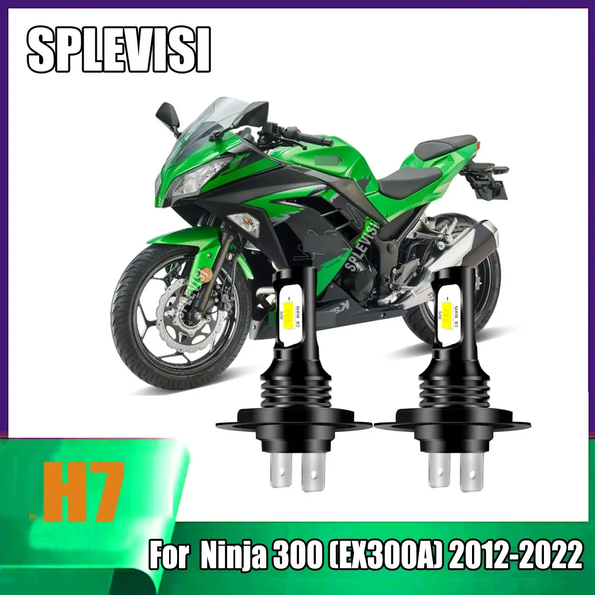 2x White LED Motorcylce Headlight Bulbs 6000K lighting restore true colors For Kawasaki Ninja 300 (EX300A) 2012 2013 2014-2022