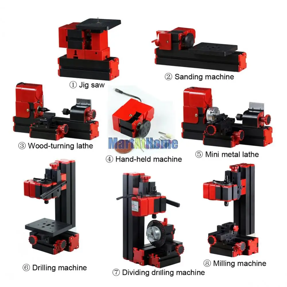 24W Multi-function Mini 8 in 1 Machine Tool Kit Z8001 Drilling Sanding Milling Jigsaw for Hobby,Model Maker,Science Education