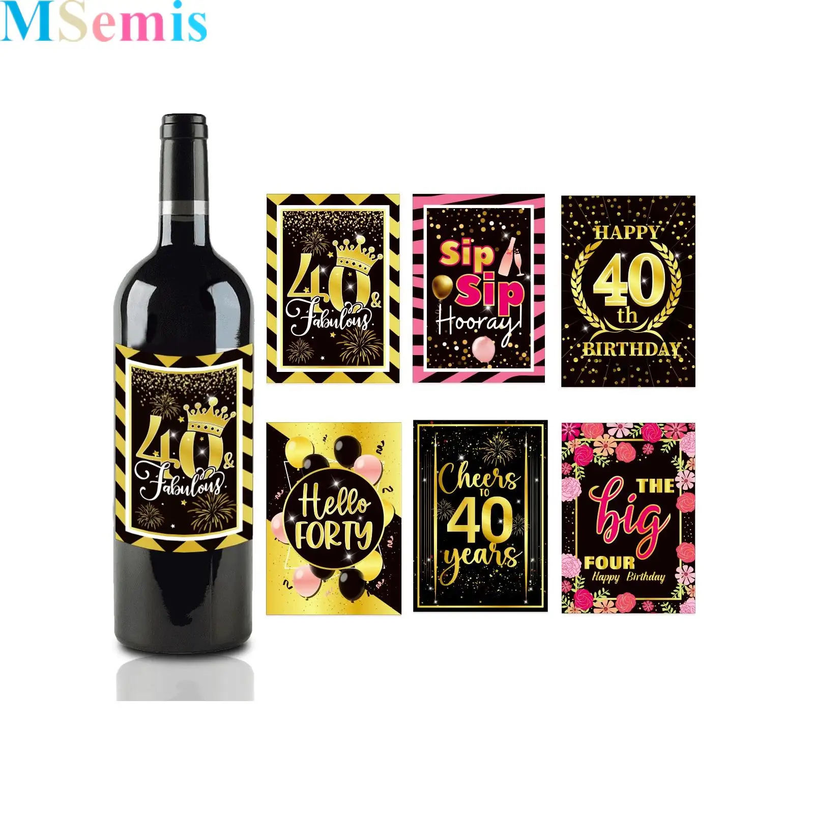 

1 Pack 6 Sheets Birthday Wine Bottle Labels Happy Birthday Party Decorations Stickers Birthday Supplies