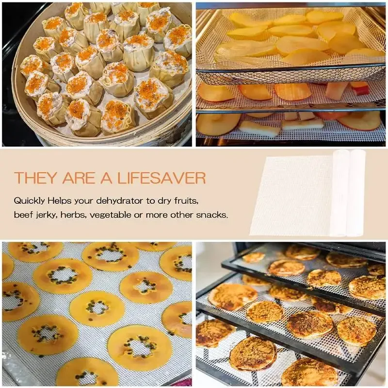 2 pçs folha de silicone almofada de vapor antiaderente alimentos desidratador de frutas esteiras malha quadrada desidratador bandeja esteira de vapor para secador de frutas