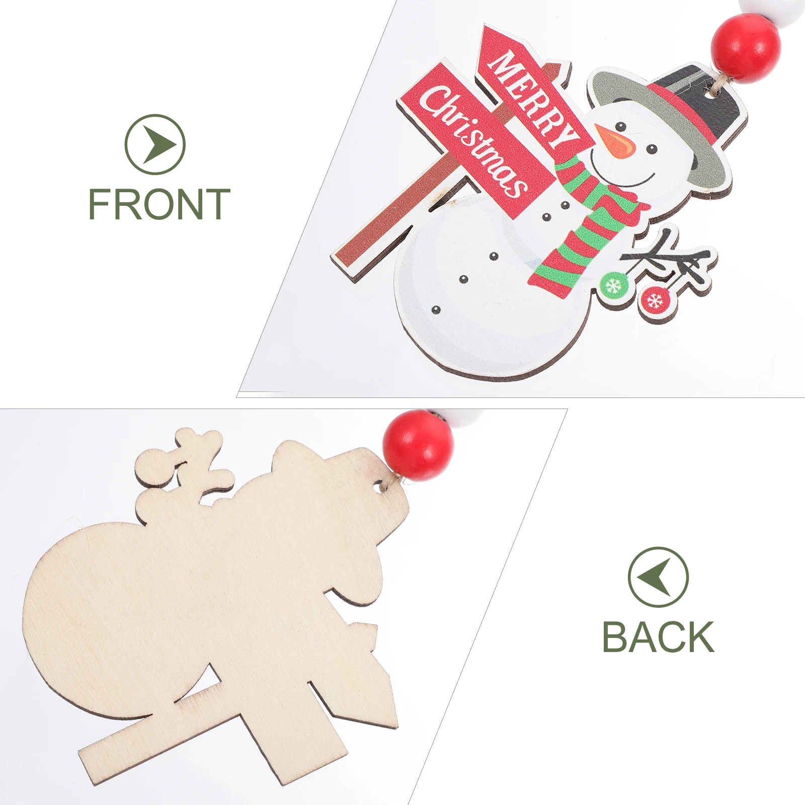 

1Pcs Christmas Tree Snowman Hanging Ornament Eco Friendly Wooden Bead String Premium Beaded Pendant Decor for Xmas