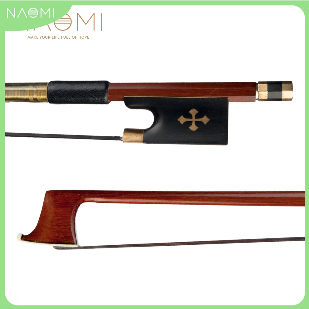 

NAOMI 4/4 Violin Bow Brazilwood Violin Bow Round Stick Sheepskin Wrap Black Mongolia Horsehair W/ Ebony Frog